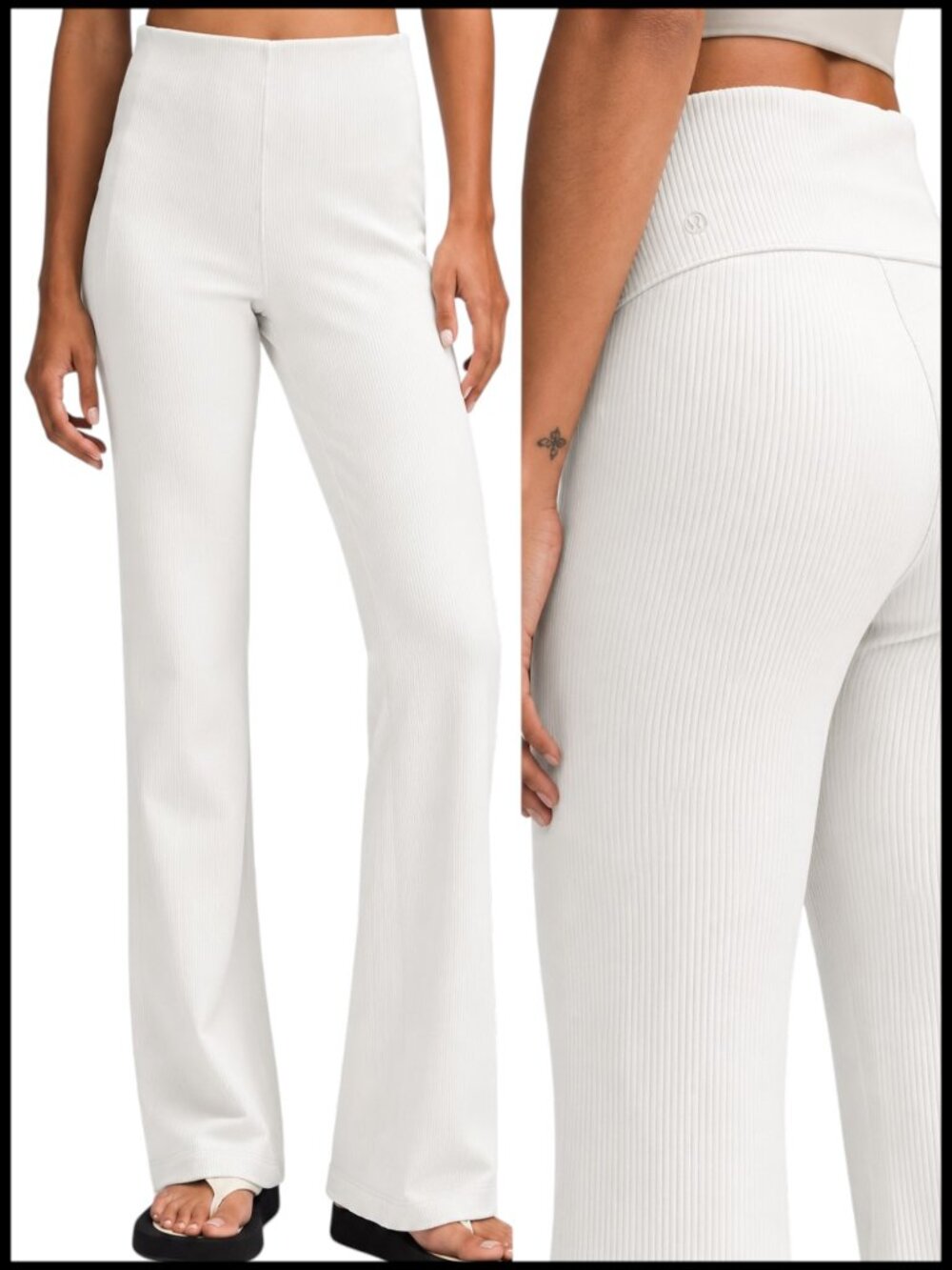 Lululemon Ribbed Softstreme Flared Pant Bone Cream High Rise 2